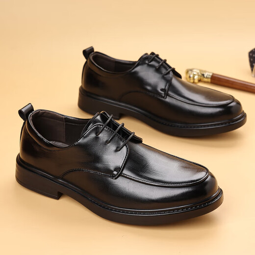 Sommergeschäft formale Lederschuhe für Männer Britisch-Stil Ultra-Faser-Leder lässige, atmungsaktive, weiche Sohle dicker Sohle Anzugschuhe Slipper Schwarz [Mikrofaserleder 9227] 39