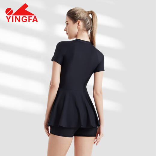 YINGFA swimsuit for women, one-piece sun protection sports cover-up and slimming new swimsuit, black M