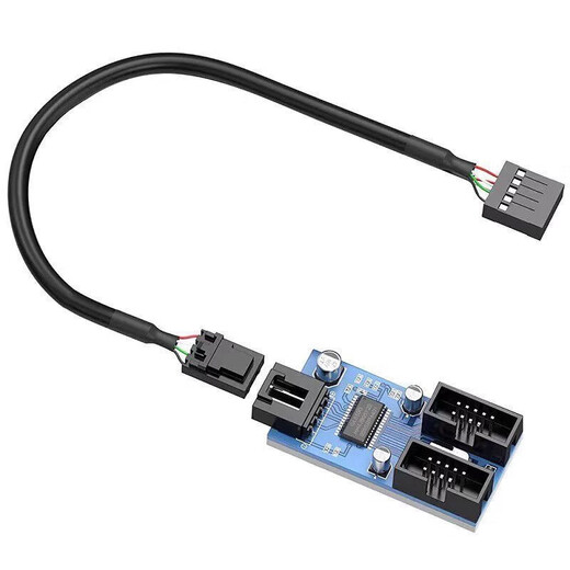 Liantuo computer motherboard USB extension cable USB 9-pin one-to-two power cord 9PIN to dual 9PIN with chip supports multi-interface motherboard USB extension cable one-to-two extension cable