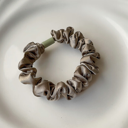 Ze Yuhan's high-end imitation silk hair tie, simple imitation silk headband, solid color small intestine ring rubber band, high elasticity and durable hair accessories, silk hair tie, 2 pack, mixed color