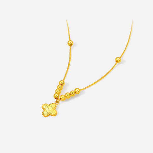Saturday blessing yellow 18K gold four-leaf clover necklace birthday gift for girlfriend C0621037 40+5cm