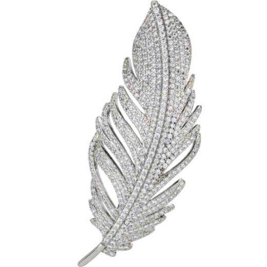 Qlady micro-encrusted diamond feather brooch high-end men's and women's 2025 high-end light luxury corsage suit dress accessories