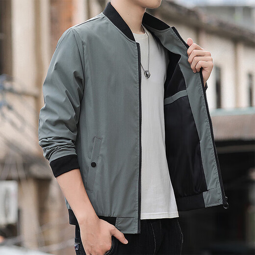 Herren New American Casual Baseball Uniform für Frühling und Herbst, Kleid, feste Farbpilotjacke, Herbst-Motorraduniform, K12109 Black M, Vorschlag, 95-100 Jin [Jin entspricht 0,5 kg]