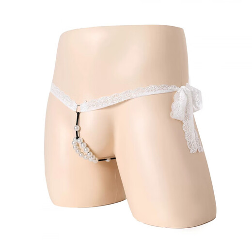 Gegen Männer sexy Spitze Perlenhöhe Herren-Tanga mit Perlen mit niedrigem T-T-Pants schwarzer Größe (groß einstellbar)
