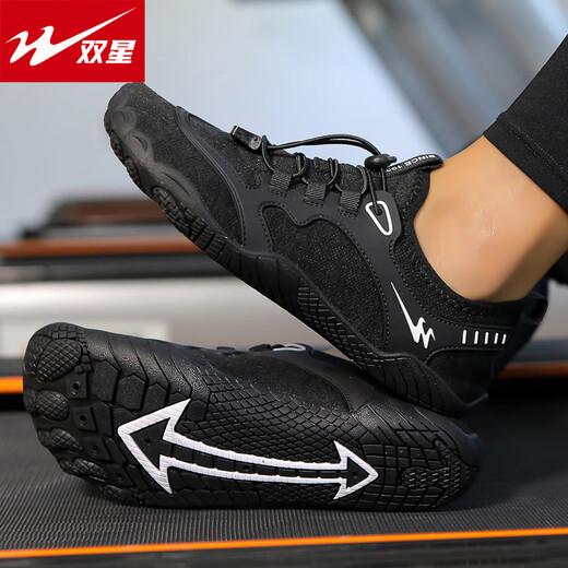Double Star Fitness Shoes for Men and Women Summer Breathable Sports Skipping Rope Badminton Shoes Indoor Yoga Pilates Comprehensive Training Shoes Black 41