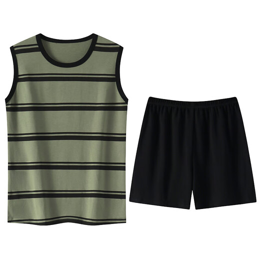 Pang Donglai DL vest pajamas for women with chest pads for women for summer pure cotton thin summer striped sleeveless home clothing set is available Chest pads for vest set-F9856 M Women Recommended 80-100Jin [Jin equals 0.5 kg]