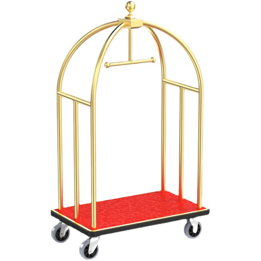 Jingxinda FHJQB Hotel Luggage Trolley Flat Car Stainless Steel Silent Wheel Concierge Lobby Wedding Shop Thickened Hand Pull Titanium Individual Bus Thickened 6-inch Black Wheel