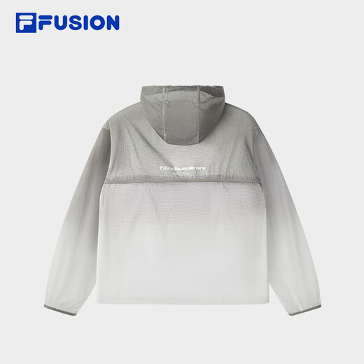 FILA FUSION斐乐潮牌梭织外套男2025秋新款休闲宽松连帽防晒上衣 云白色-WT L 175/96A/L
