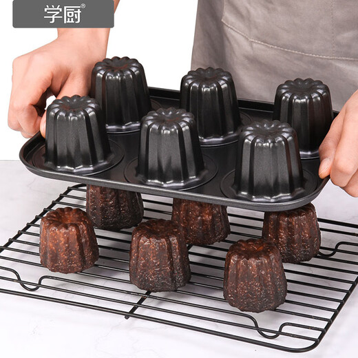 学厨【新品】黑色6连可露丽模具法式天使之铃蛋糕模家用烤箱烘焙模具 WK9893-黑色6连可露丽模