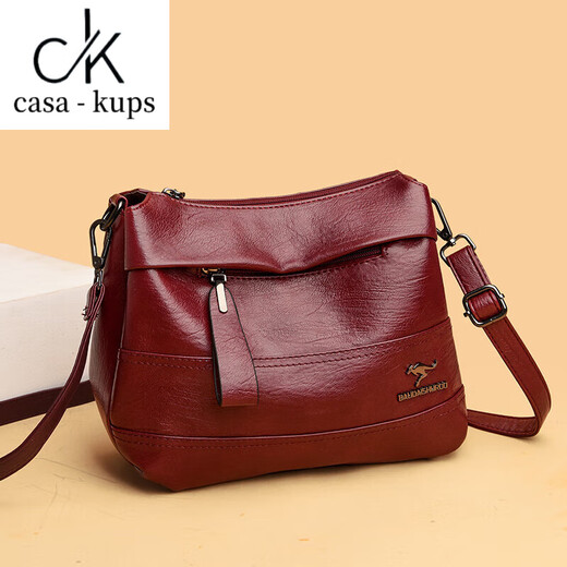 casa-kups women's bag 2025 new fashion one-shoulder crossbody bag soft leather versatile middle-aged mother bag large capacity shoulder bag black large size handbag + card bag