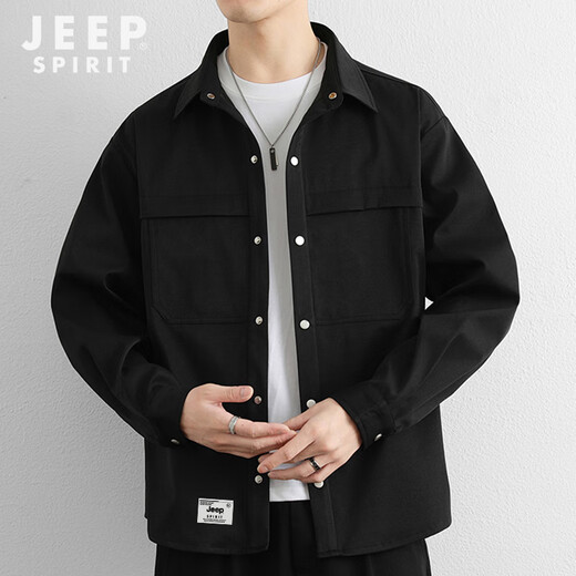JEEP SPIRIT Jeep long-sleeved shirt men's spring casual jacket men's loose and versatile long-sleeved shirt trendy men's tops men's clothing