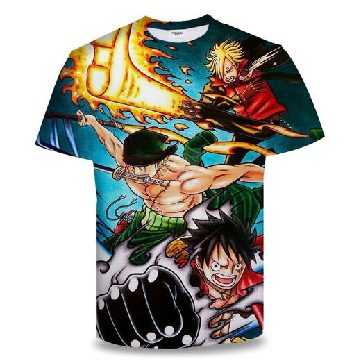 Jian Fei One Piece Kurzarm Sommer ein Stück Zoro Anime T-Shirt Primary- und Sekundarschüler und Teenager im 3D-Drucktrend Burning Ace TXU1480 S geeignet für Gewicht 80-90 Jin [Jin gleich 0,5 kg]