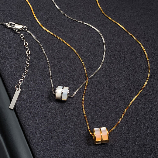 YIBIY Passepartout White Pendant Small Waist Necklace Women's 2025 New Light Luxury Niche Necklace Clavicle Chain Silver Passepartout Necklace/Piece Full Length About 42+5