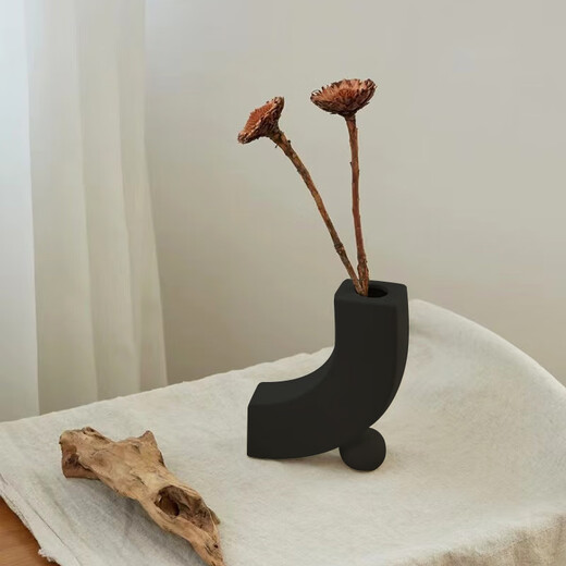 Retro ceramic vase ornaments living room flower arrangement Wasabi air-dried flowers ins art creative black flower appliance wholesale HP1585B black