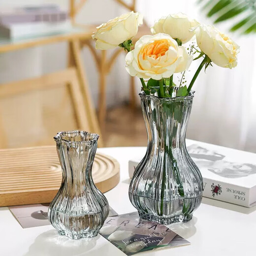 Glass vase, transparent flower arrangement, water-raised lily flowers, hydroponic pothos and green plants, dried flowers, small living room decorations, 20 garlic vase, 1 piece, transparent color