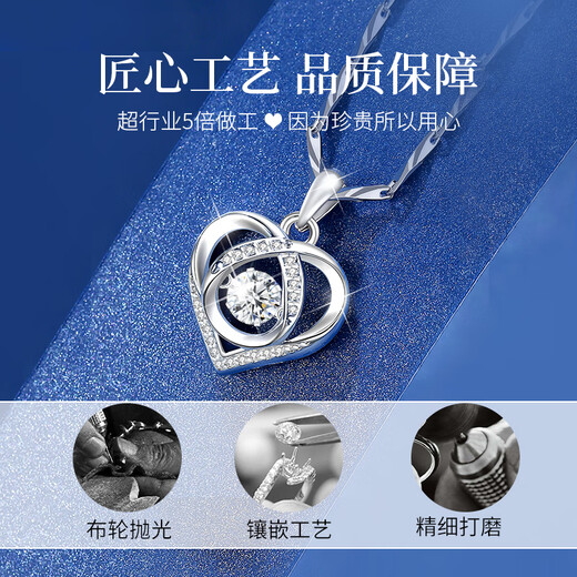 The only (Winy) 999 sterling silver necklace for women, light luxury and high-end moissanite pendant birthday gift for girlfriend and wife jewelry