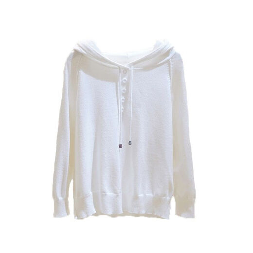 
Yalu hooded sweater women pullover loose long-sleeved thread spring and autumn sweater versatile tops underwear white base shirt white M suggests 90-110Jin [Jin equals 0.5 kg]