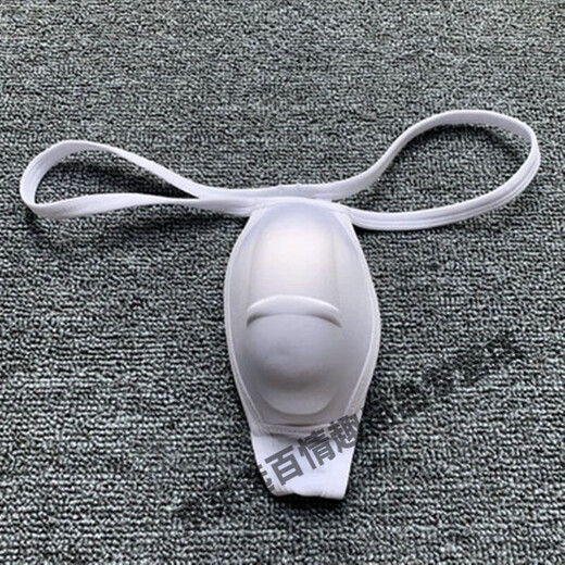 LEDP male penis pad panty pad 3D bionic men's thong underpants post-circumcision sponge protective pad swimming trunks U convex penis cup underwear men's sexy underwear panty pad white M size (100-145Jin Jin equals 0.5kg)