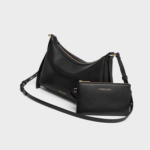 
CHARLES/KEITH25 autumn new product retro soft simple hand-heeled shoulder armpit bag Chinese Valentine's Day gift CK2-20671783 Black M