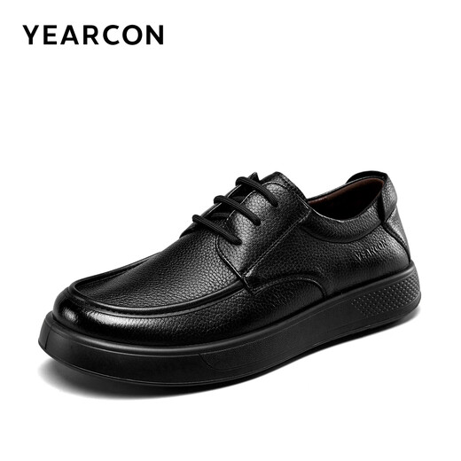 Yierkan Men's Shoes Sheepskin Lace-Up Business Casual Leather Shoes Soft Sole Soft Surface Dad Shoes 59748W Black 43