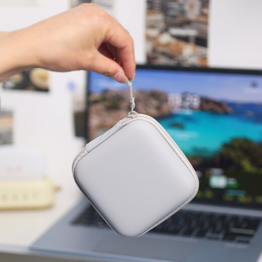 YWZR Word Machine Portable PU Waterproof Storage Bag Suitable for Baicizhan MAX Word Machine Storage Box Large Capacity with Net Pocket for Counting Word Machine Word Machine Gray Storage Box + Purple Lanyard