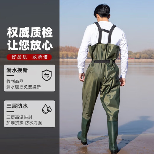 Ultra-light waterproof and wear-resistant nylon thickened waders half-length one-piece rain pants fishing clothes reservoir suit navy nylon thick boots + wear-resistant material + double knee pads 42