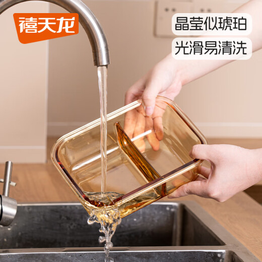 禧天龙（Citylong）家用加厚餐盒分隔多格饭盒带盖上班族可加热饭盒加高玻璃碗 H-9766 食品玻璃饭盒(中圆款)