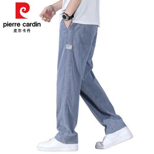 皮尔卡丹（pierre cardin）男士裤子夏季薄款潮流新款天丝直筒裤宽松休闲男裤潮牌牛仔裤男款 1048蓝色 【天丝升级版】 M 【90-115斤】
