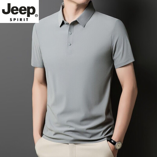 JEEP SPIRIT无痕短袖polo.衫中年爸爸翻领T恤冰丝夏季男士半袖上衣休闲商务 海棠红 12358短*袖POLO衫 M 90-110斤左右