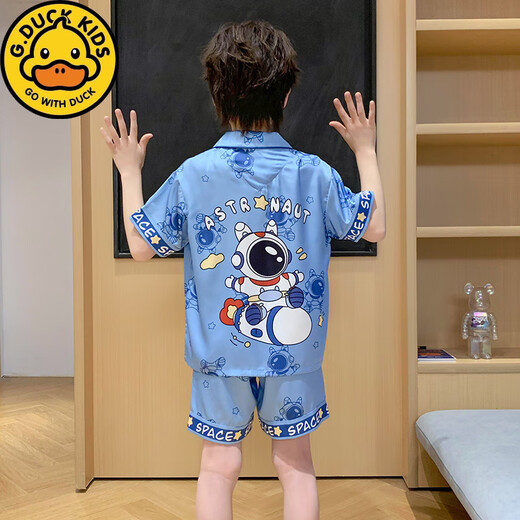 HARROW Little Duck Children's Pyjamas's Boys Boys Summer Ice Silk Thin Short Suite à manches Summer Médium Summer et Big Boys Cartoon à la mode Vêtements à domicile Ice Silk Slee à manches courtes G6624 # White Kuromi 170 Taille 16 [Hauteur suggéré 140-150 cm]