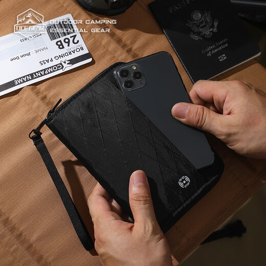 OCE GEARRFID防盗刷证件收纳包户外旅行出国护照包商务防水钱包机票夹卡包 黑色 xpac面料 12x17x2cm