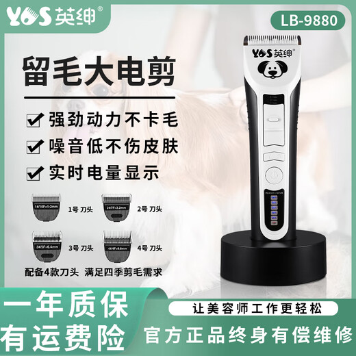 Yingshen pet electric clipper bass dog and cat electric clipper Teddy Bichon pet shaver pet supplies 9880 host +1-2+3.2+6.4+9.6mm four-blade head