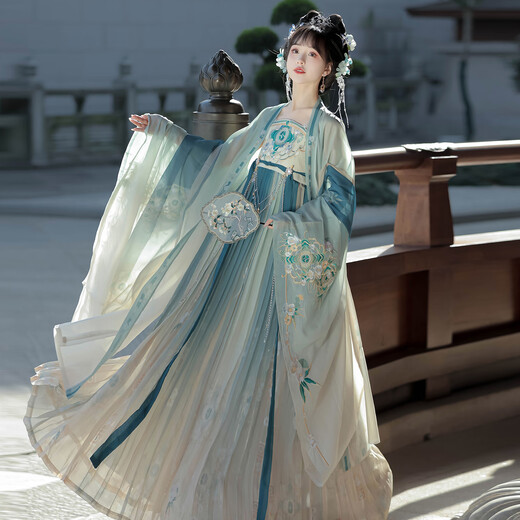 飚阁汉服中国风女装套装2025年新款国风大赏【倾城】唐制诃子裙 大袖衫+诃子裙+披帛 均码 （80-140斤）