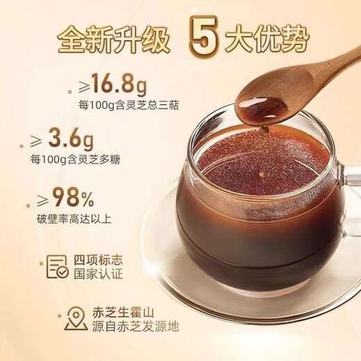 Beijing Tongrentang Ganoderma Lucidum Polvo de esporas, polvo de esporas, polvo de esporas de pared rota, mejora de la inmunidad, adulto, de mediana edad y ancianos, regalos visitantes, 5 cajas, 50 bolsas [dárselo durante el año nuevo]