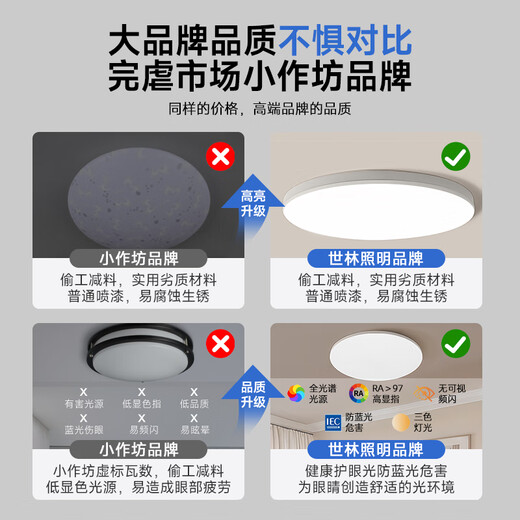 
Shilin lighting ceiling light LED bedroom lamp package whole house living room lighting balcony aisle restaurant simple package installation 18W 16-in-16 1428lm high color eye protection lamp