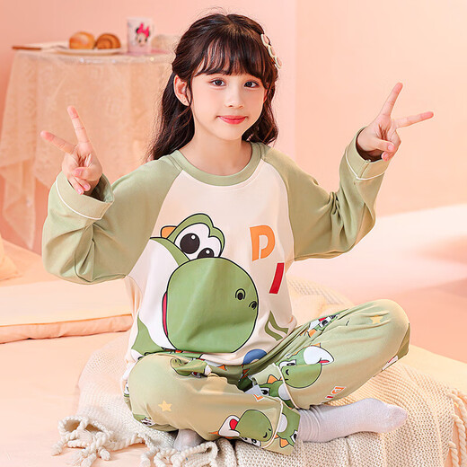Ultraman Children's Pyjamas Girls Spring and Automne Cotton Pure Cotton Long Manneve Suit 2025 New Style Girl Fashionable Big Children Children Automne Home Clothes Wh Long Mancheve Cover-53 # Pink Kapibala 150 Taille 16 [Hauteur suggéré 135-145 cm]