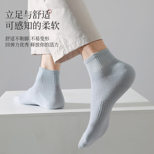 Langsha Socks Men's 2025 New Breathable 100 Cotton 7A Class Deodorant Sweat Absorbent Pure Cotton Summer Short Boat Socks mfwa001 Light Colored Girdle Mesh Socks-Light Blue+5 Pairs All Size