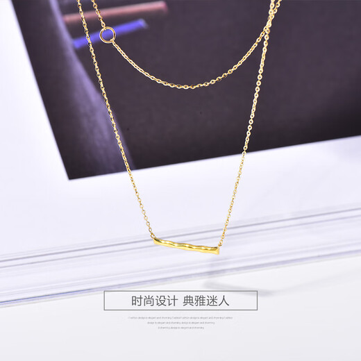 VZZS Korean popular Korean 14K gold necklace female personality glossy wavy one-note pendant necklace clavicle chain