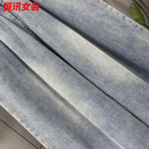 美梵朗胖mm大码牛仔七分裤女夏季薄款阔腿宽松紧高腰显瘦学生加肥200斤 1585：浅色 阔腿 七分裤 M 建议100斤以下