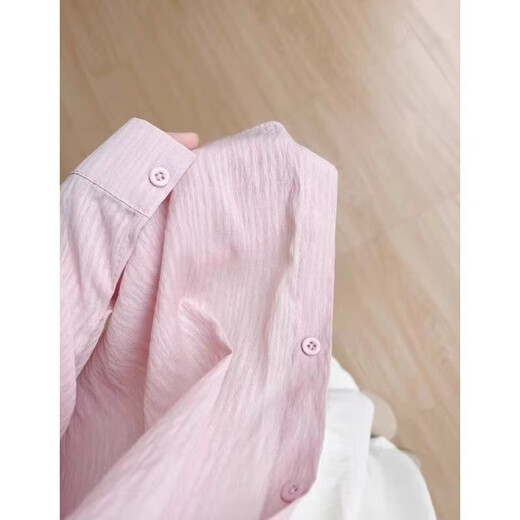 Drop -Chiffon -Hemd Sonnenschutzhemd für Frauen im Sommer dünne Strickjacke Top Sunscreen Jacket Thin Small White Peach Pink Single Hemd - Solid Color M [95jin [Jin entspricht 0,5 kg] -110jin [Jin entspricht 0,5 kg]]