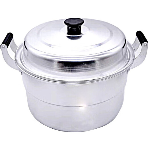 Huamuxi aluminum pot thickened old-fashioned traditional aluminum pot steamer household gas stove steamed buns, porridge and soup aluminum steamer 30 pieces with steaming sheet 1 outer diameter 32cm