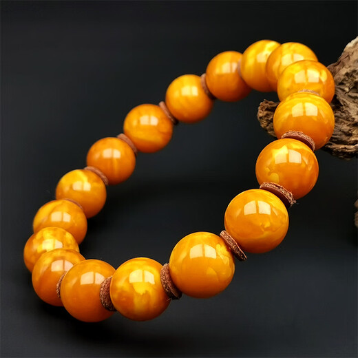 Amber style, one object, one picture, one certificate, old beeswax bracelet, natural amber bracelet, red chicken oil red, old wax and flower wax bracelet, 13.98g, 11mm