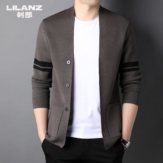 Lilan Men's Wool Cardigan Jacket 2025 Spring and Autumn New Men's Fashion Casual All-match Knitted Sweater Black M 170/88A (recommended 120-135Jin Jin equals 0.5kg)