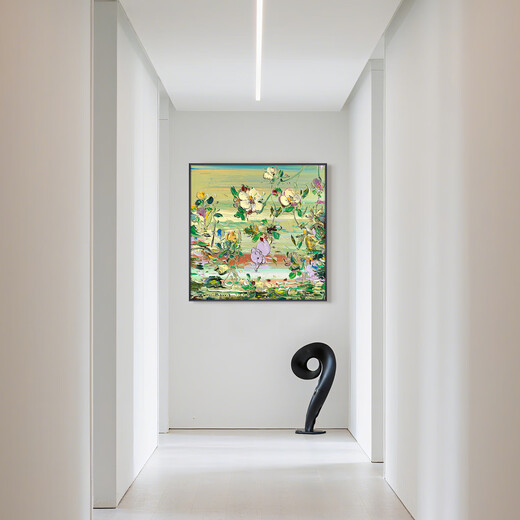 奕境x付毅兵限量签名立体版画玄关餐厅高级感装饰画小众艺术画 花间舞 晨曦白 无镜面 装裱尺寸60cm*60cm 限量199版 博物馆级立体复刻+专业手工装裱