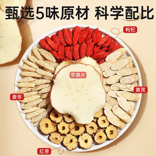 Mingyuan Apple Astragalus Water, Ofiopogon Jellyberry y Red Dates para nutrir el Qi y la sangre de las niñas, el agua empapada, la energía vital, la bolsa de té de fruta de atención médica 170G