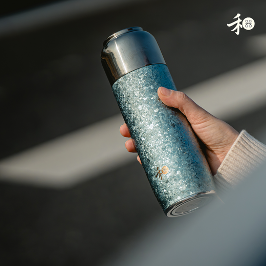 禾器钛杯纯钛保温杯高档闷茶杯茶水分离养生泡茶商务办公礼品钛杯定制 喜吉钛来蓝色460ml