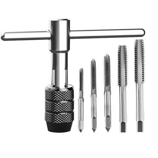 Huang Xiaochao 6-piece tap set ratchet wrench tapping set tool plus drill bit reamer high-speed steel tapping artifact