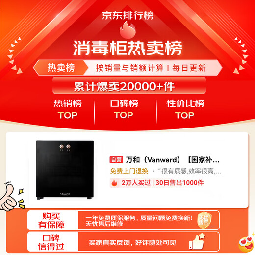 Vanward International Two-Star Household Vertical Small Desktop Disinfection Cabinet Tableware Teacup High Temperature Storage Kitchen Disinfection Cupboard National Subsidy ZTP50-L400A