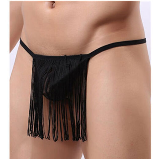 Sexy underwear for men, special flirting underwear for men, men's thong, sexy tassel T pants cover, black