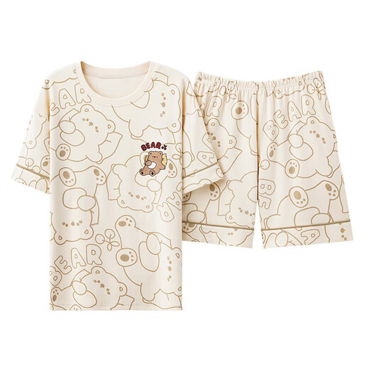 
Sangpu pajamas for women in summer cute student Korean style short-sleeved pants thin two-piece set spring and autumn large-size home clothes brown: GXT6630 picture color M (recommended 75-95Jin [Jin equals 0.5 kg])